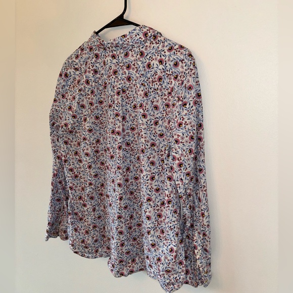 Talbots Cotton Lotus Flower Floral Button Down Blouse Size XL - Picture 6 of 10
